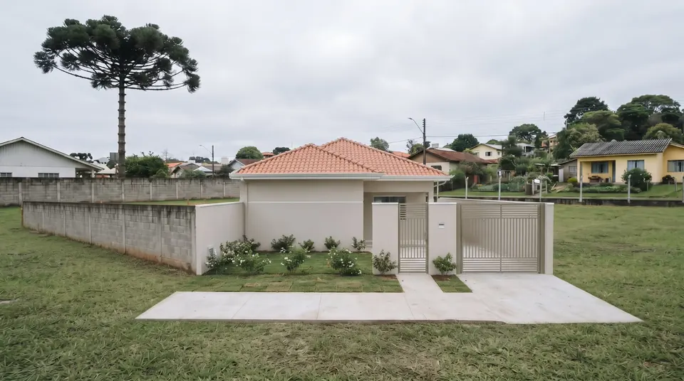 Casa térrea pronta, com muro e portão